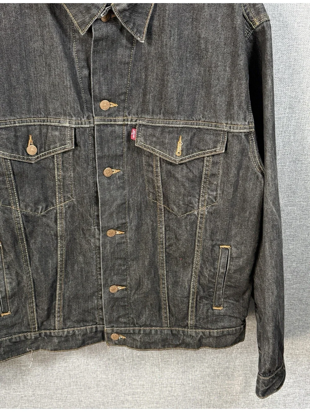 Levi's Y2K 70507 Standard Trucker Charcoal Black Denim Jacket Mens Size XXL